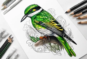 South American green racer tattoo idea