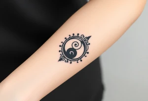 Magestic symbol combining ying yang, Gemini zodiac symbol,  and spiral Paisleys tattoo idea