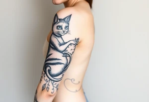 alice in womderland the chestire cat mad hatter and clock tattoo idea