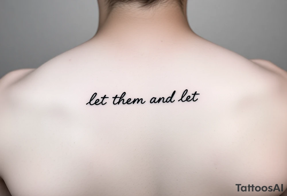 Small Fine line dainty cursive tattoo with the saying “let them and let me” on back tattoo idea