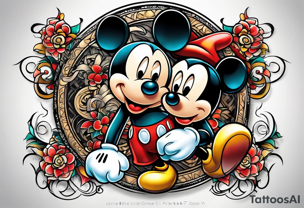 martial arts mickey mouse tattoo idea