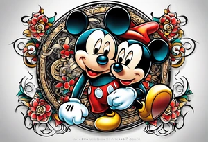 martial arts mickey mouse tattoo idea
