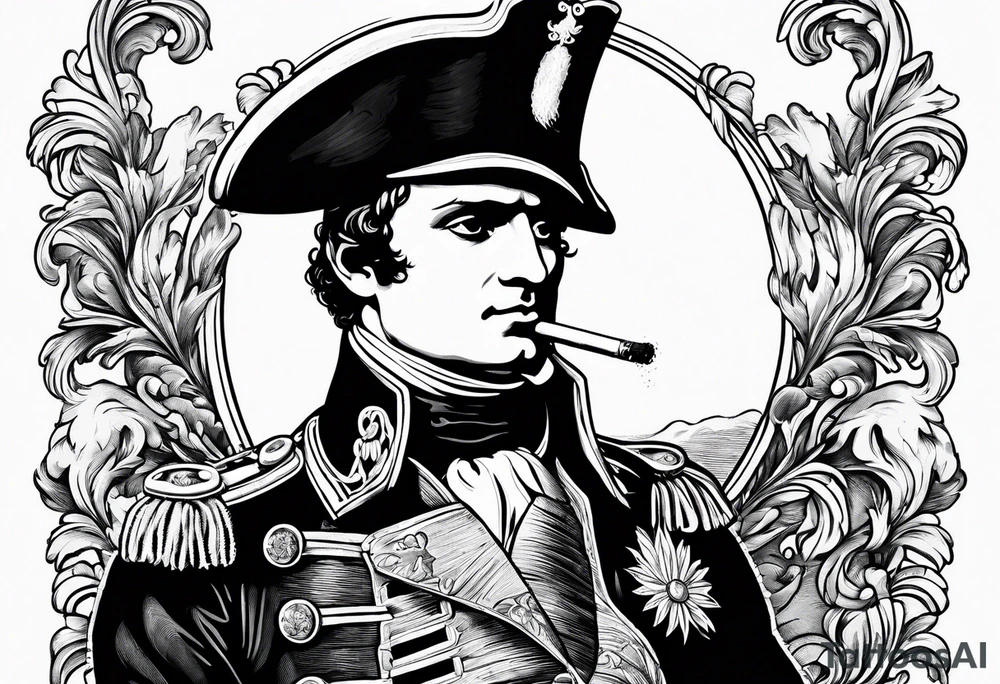 Napoleon Bonaparte smoking cigarette tattoo idea