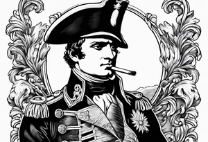Napoleon Bonaparte smoking cigarette tattoo idea