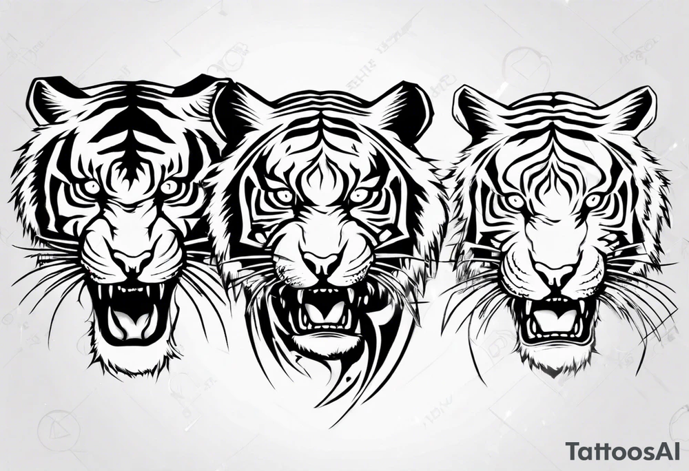 mythical ferocious tiger with lightning around it tattoo idea