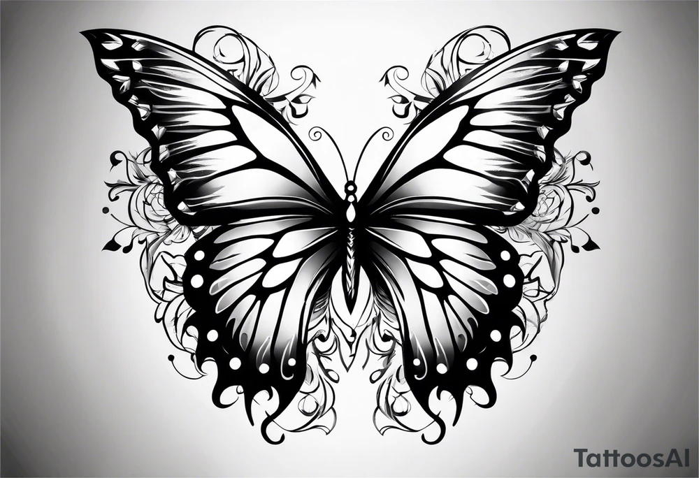 Half Butterfly half angel wings tattoo idea