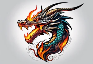 Dragon head with fire around tattoo idea