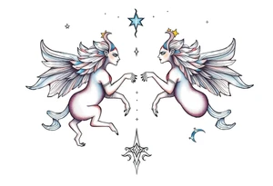 Gemini stars constellation in the sky with Egyptian language tattoo idea