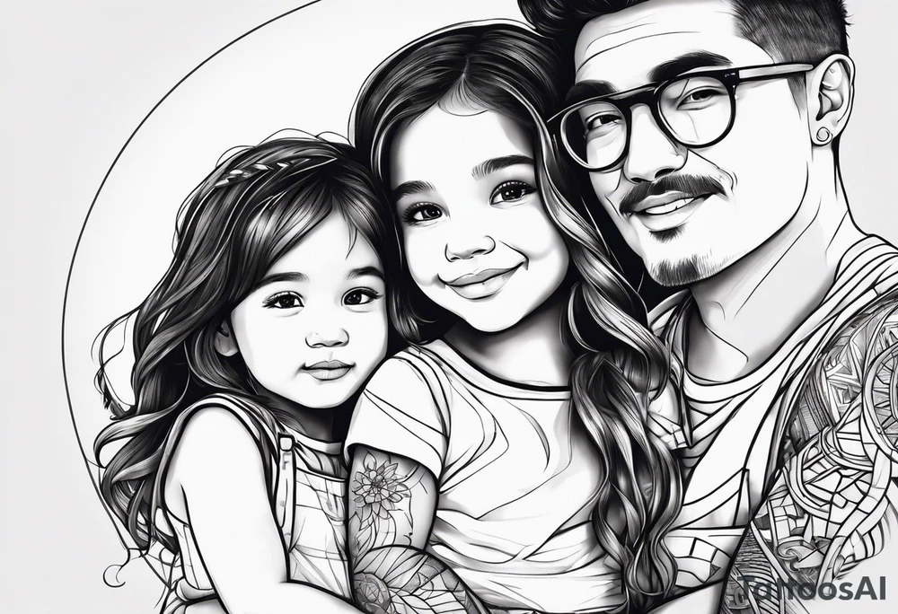 2 little girls, 1 little boy, 1 dad tattoo idea