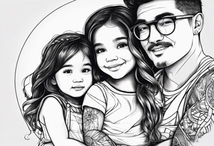 2 little girls, 1 little boy, 1 dad tattoo idea