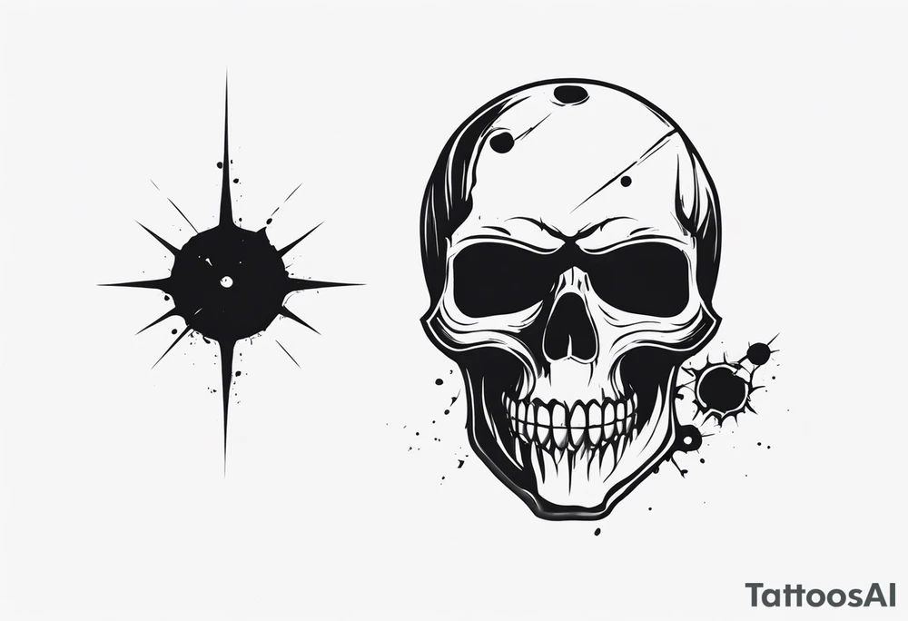 small dark skull with bullet hole eyes tattoo idea