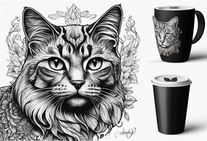 Coffee cat lover tattoo idea