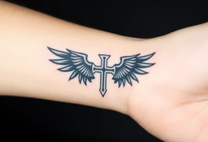 A gothic-style Templar cross with black raven wings, blending themes of mystery and honor. tattoo idea