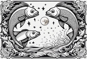 Two Fish with crescent moon tattoo idea