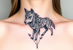 Sheep and wolf bred hybrid 
animal tattoo idea