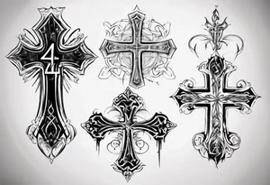 Cross with the number 4 tattoo idea