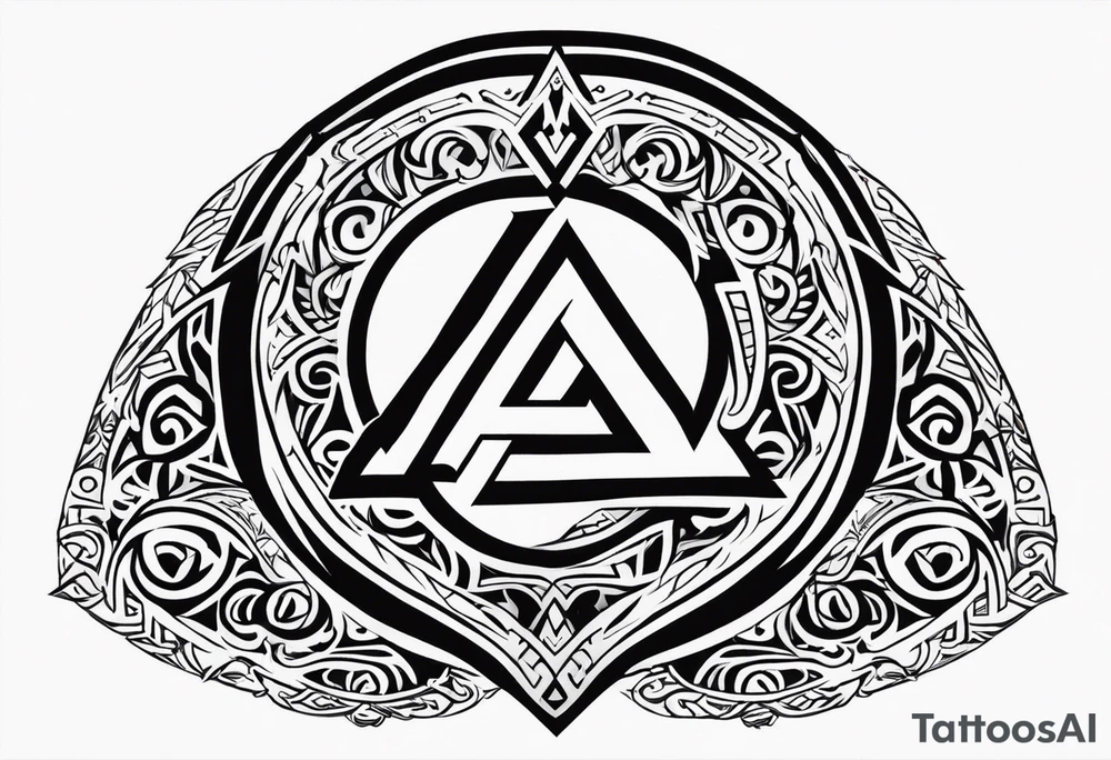 Valhalla sword shield axe Valknut  tribal tattoo idea