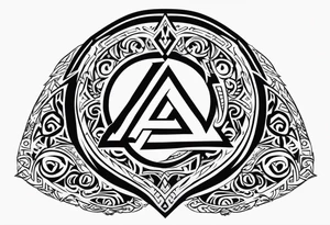 Valhalla sword shield axe Valknut  tribal tattoo idea