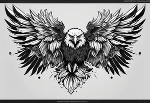 the tattoo would be like. In short, 

- eagle head face down 
- eagle wings spread wide 
- middle will be a portrait of me and my mom 
- a short writings on the wings tattoo idea