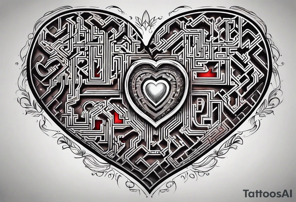 heart with a maze inside tattoo idea