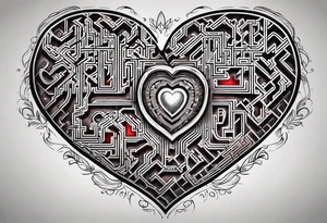 heart with a maze inside tattoo idea