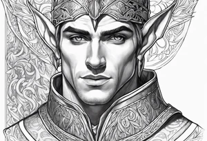 human-elf, male, paladin, full body tattoo idea