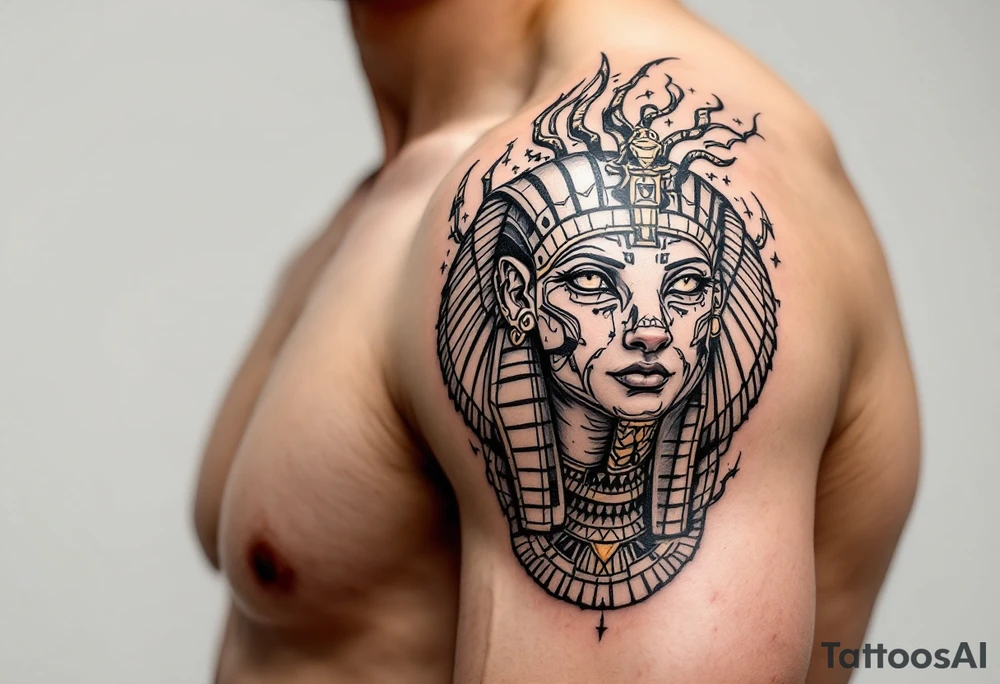egyptian theme animals tattoo idea