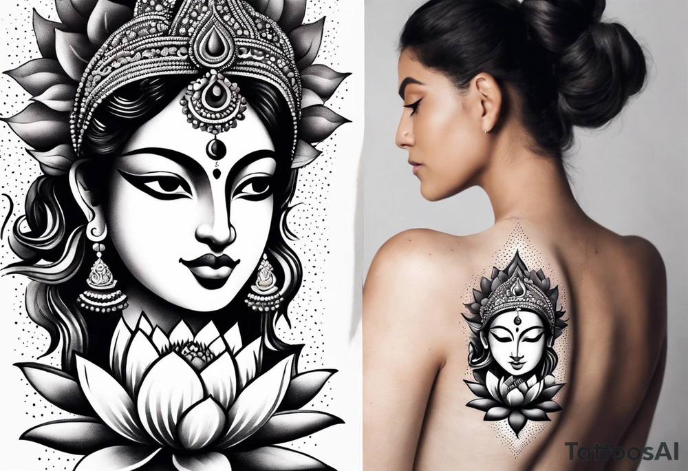 Durga with lotus tattoo idea