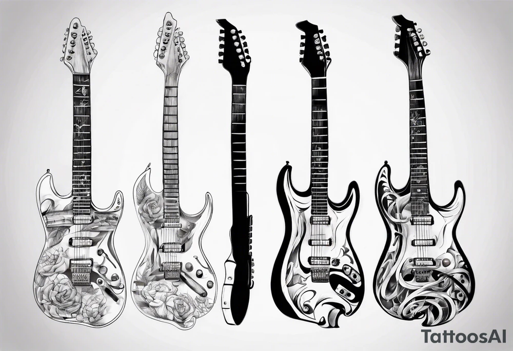 Guitar neck with strings made of signatures tattoo idea