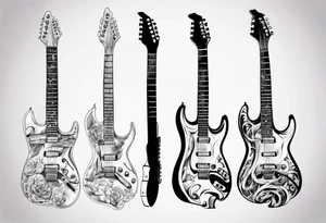 Guitar neck with strings made of signatures tattoo idea
