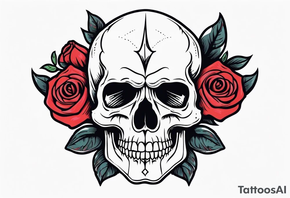 skull with rose tattoo idea