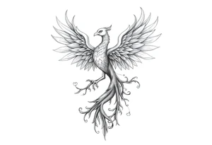 Powerful Phoenix rising tree of life tattoo idea