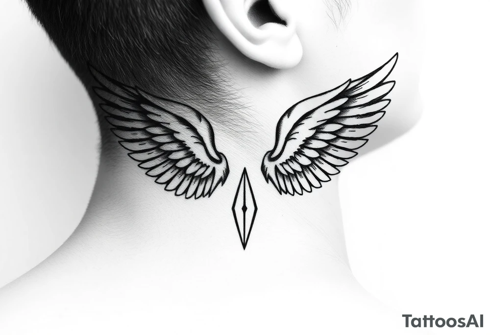 wings on the back of the neck tattoo idea
