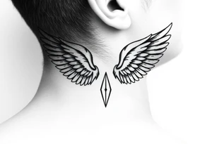wings on the back of the neck tattoo idea