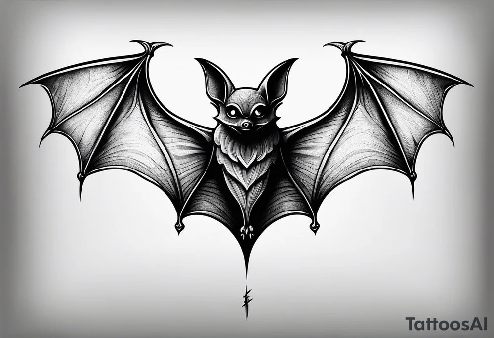 tall skinny bat minimal detail tattoo idea