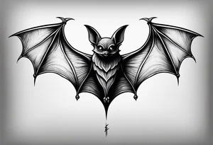 tall skinny bat minimal detail tattoo idea