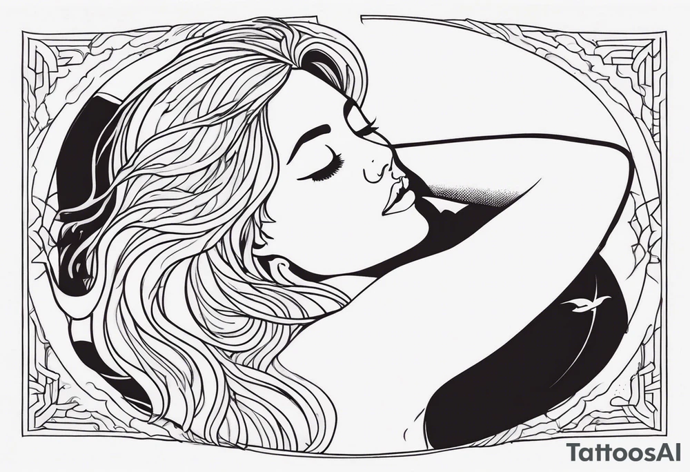 Resurrection Beautiful woman rising from her dead self to inner peace and self-love tattoo idea