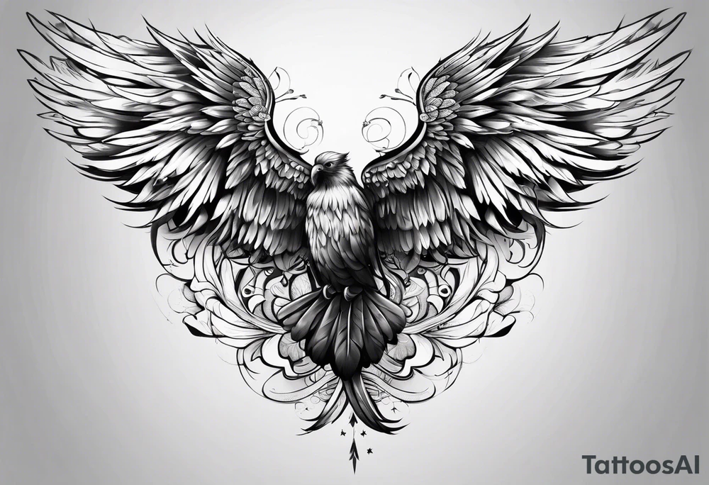 Full back tattoo wings drawing tattoo idea