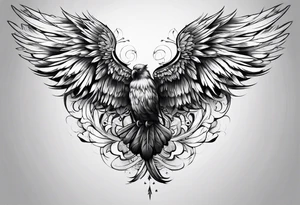 Full back tattoo wings drawing tattoo idea