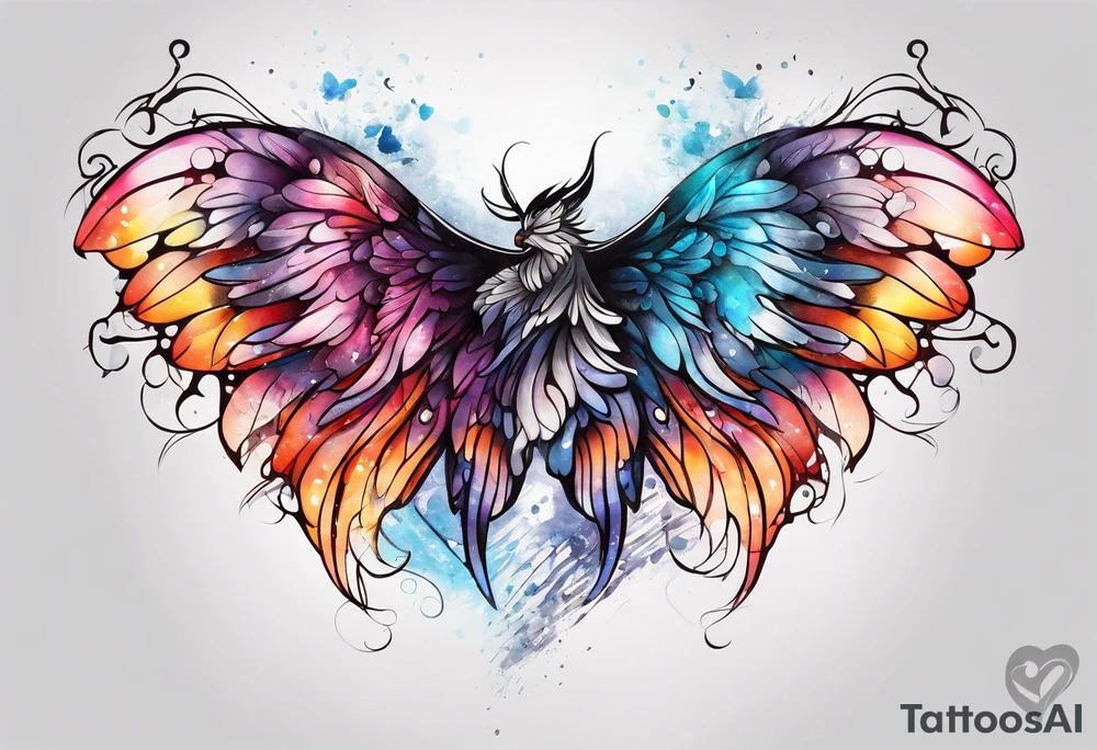 Angel wings and butterfly with your wings were ready but my heart was not tattoo idea