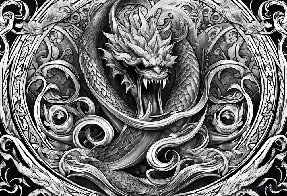 Kraken wrapping Poseidon thrusting trident tattoo idea