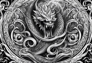 Kraken wrapping Poseidon thrusting trident tattoo idea