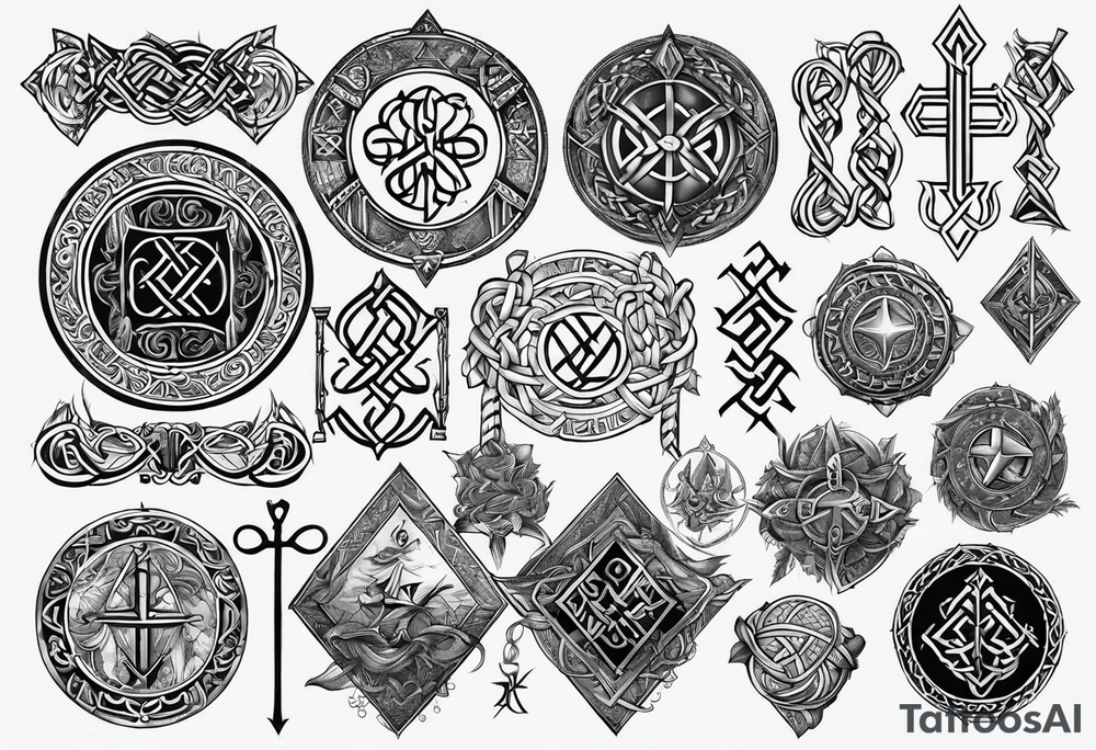 viking runes and knots tattoo idea