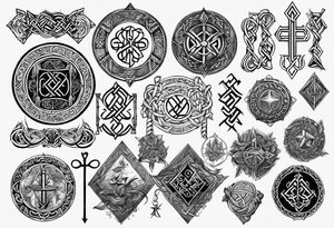 viking runes and knots tattoo idea