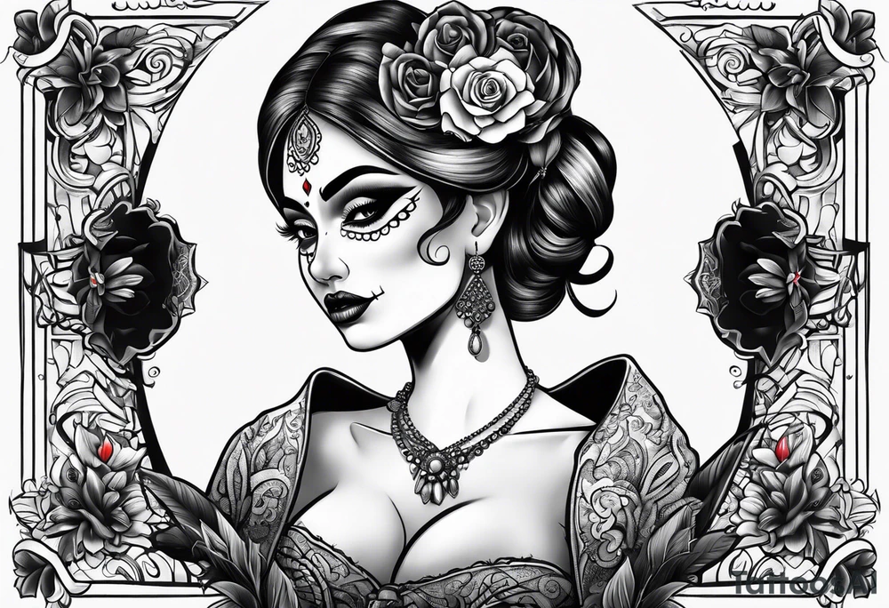 muertos style girl tattoo idea