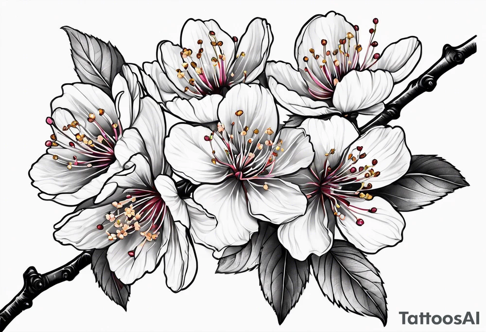 Cherry blossom with branch tattoo idea