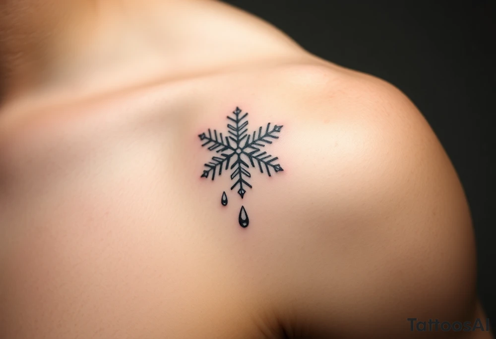 A snowflake melting and turning into rain drops tattoo idea