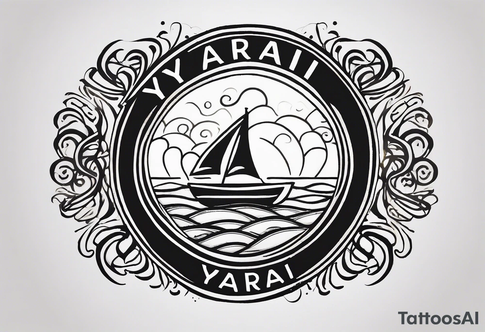 a a simple easily drawn logo for a bikini brand called Yaraí. Simple logo and unique design symbolizing the meaning "lively waters" . Spiral included in the logo tattoo idea