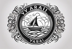 a a simple easily drawn logo for a bikini brand called Yaraí. Simple logo and unique design symbolizing the meaning "lively waters" . Spiral included in the logo tattoo idea