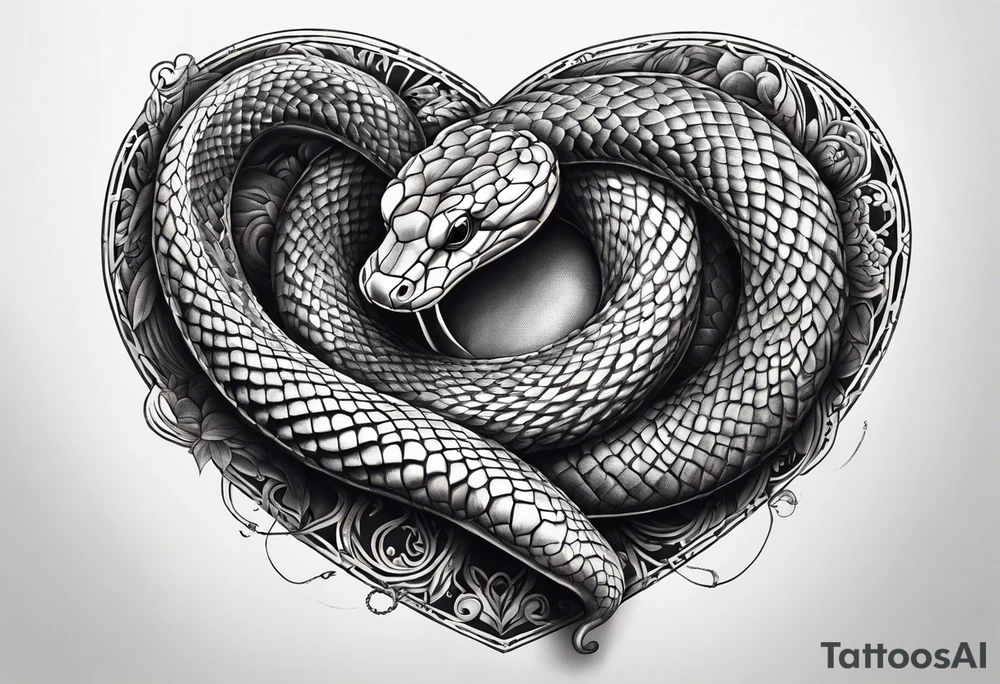 Snake wrapping and squeezing a heart tattoo idea